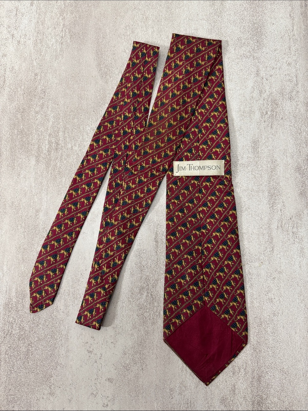 Thompson Burgundy Diagonal Motif Silk Tie